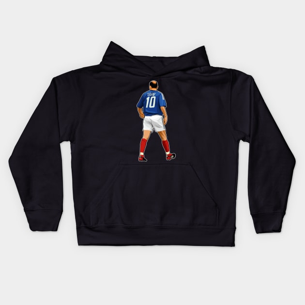 Zinedine Zidane #10 France Captain 1998 Kids Hoodie by RunAndGow